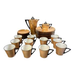 Vintage Art Deco Peach Irridescent Lusterwear Dishes - 32 Pieces