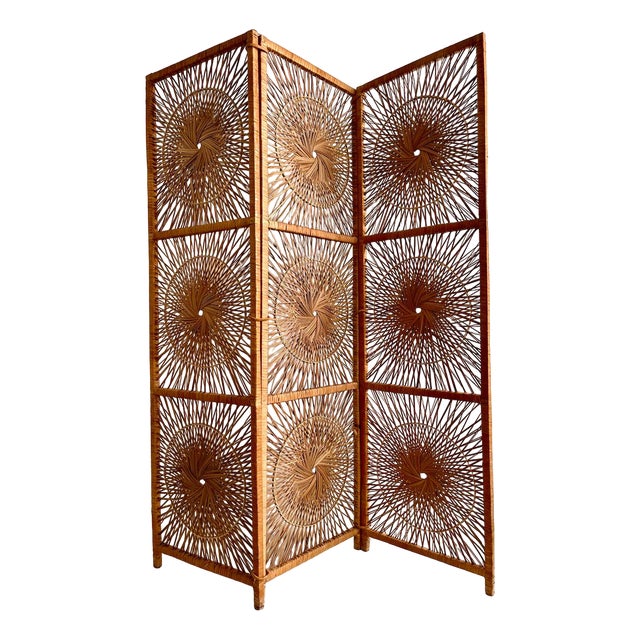 Rattan Sunburst Room Divider from Rohe Noordwolde, 1960s For Sale