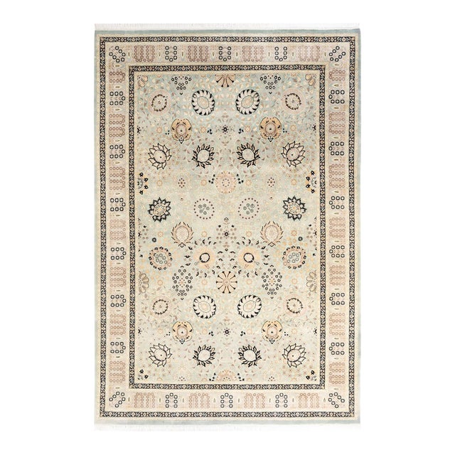 Mogul, One-of-a-Kind Hand-Knotted Area Rug - Light Blue, 6' 3" x 9' 1" For Sale
