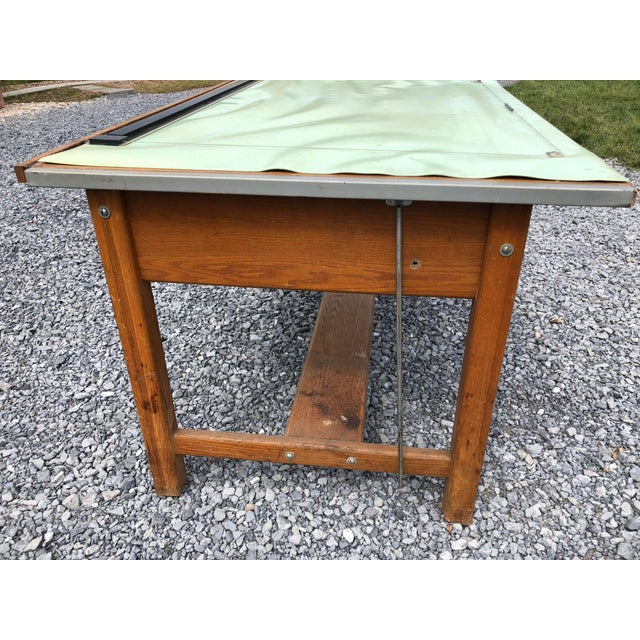 Vintage Industrial Wood Drafting Table With Tilt Top by Mayline | Chairish