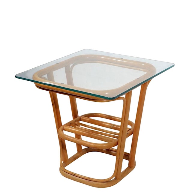 Mid 20th Century Vintage Mid Century Bamboo and Glass Side Table For Sale - Image 5 of 7