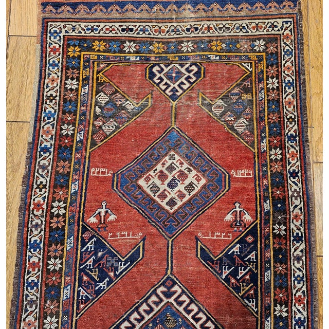 Red Antique Persian Kurdish Bidjar Runner, Handwoven Geometric Pattern, Terracotta & Navy, 3’ X 13’ For Sale - Image 8 of 18