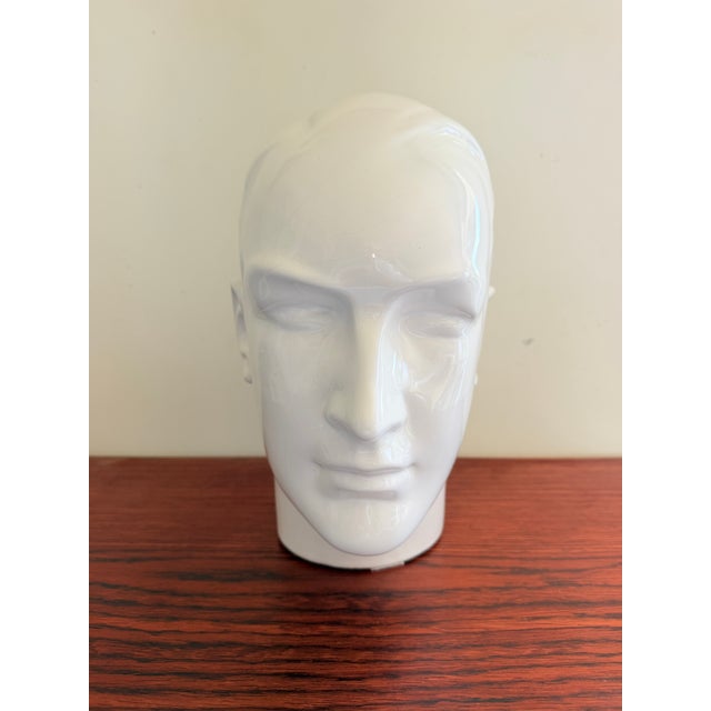 1970s Vintage Display Head in Glazed Porcelain, 1970s For Sale - Image 5 of 7