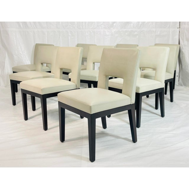Wood Set of 10 Christian Liaigre “Velin” Solid Oak Dining Chairs for Holly Hunt, Usa For Sale - Image 7 of 18