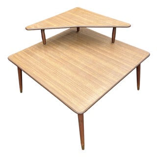 Vintage Mid Century Modern Design Corner Two Tier Accent Side or End Table For Sale