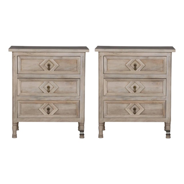Pair of Coastal 3-Drawer Nightstands For Sale