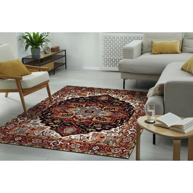Timeless Oriental Navy Hand Knotted Wool Rug, Country of Origin: India. This exceptional piece showcases the enduring...