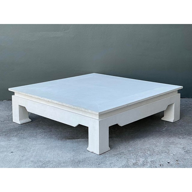 Vintage Monumental Grasscloth Coffee Table For Sale - Image 9 of 12