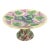Antique Etruscan Majolica Cake Stand, Round Pink Yellow Green Leaf Motif Platter With Faux Bois and Ivy Base Makers Mark For Sale