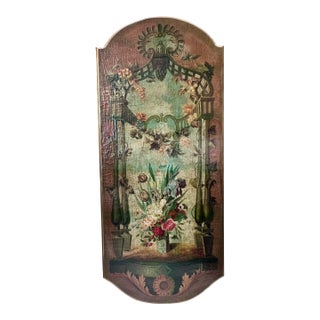 Maitland-Smith Neoclassical Hand Painted Still Life Floral Panel For Sale