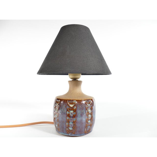 Scandinavian Modern Blue Glazed Stoneware Table Lamp from Søholm Stoneware, 1960s For Sale - Image 4 of 15