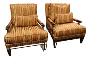 1990s Swaim Silk Bergere Chairs