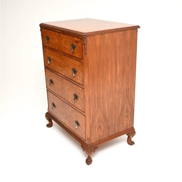 1920s Antique Burr Walnut Chest of Drawers, 1920s For Sale - Image 5 of 9