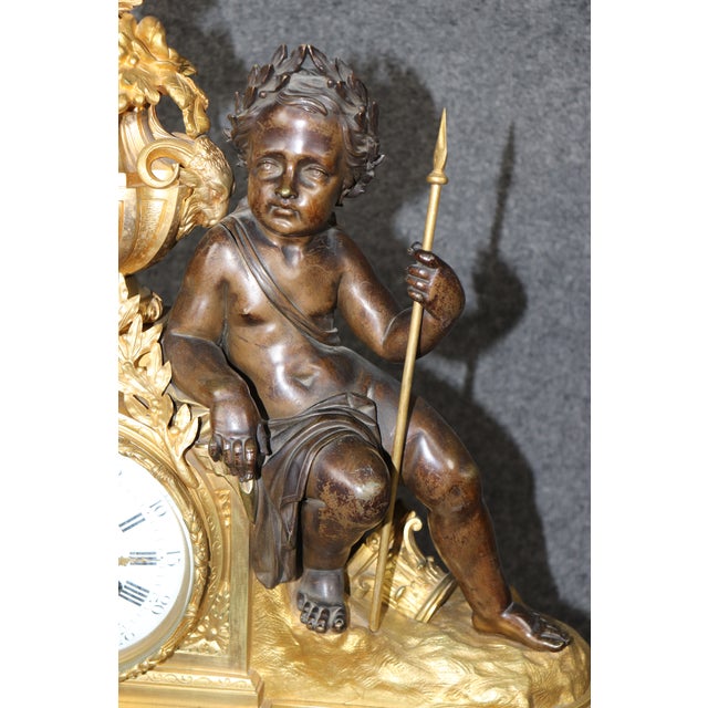 19th Century Figural French Bronze Mantel Clock Set Millard D Paris Japy Freres For Sale - Image 13 of 17