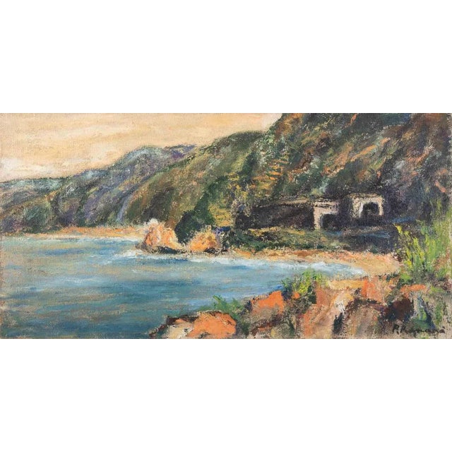 Pino Romanò, View of Costa Viola, Oil Painting, 1990s For Sale