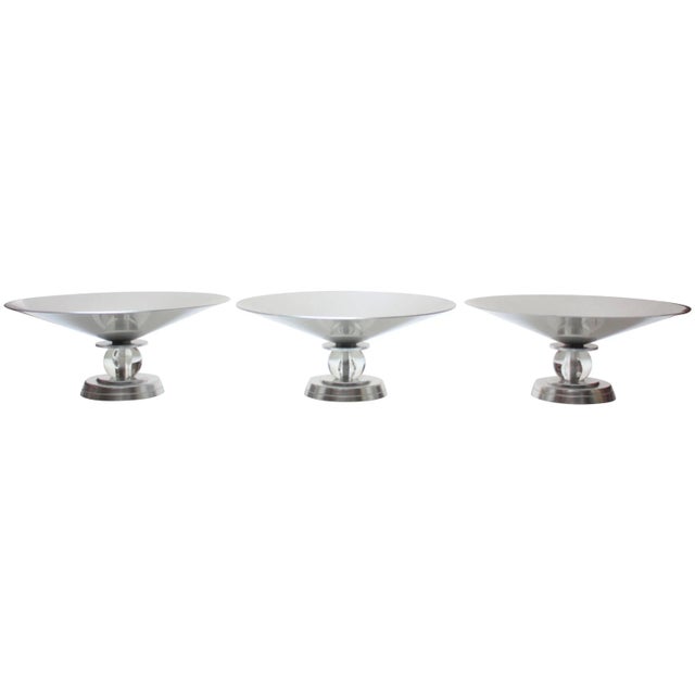 Deco Aluminum 'Stratford' Compotes by Lurelle Guild for Kensington - Set of 3 For Sale - Image 9 of 9