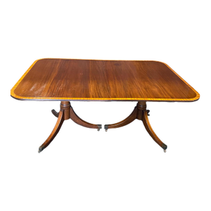 British Regency Duncan Phyfe Style Mahogany Double Pedestal Dining Table