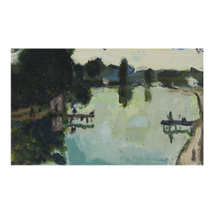 Early 20th Century Plein Air French River Landscape Painting