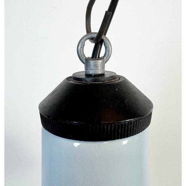 1960s Industrial Light Blue Enamel Factory Pendant Lamp, 1960s For Sale - Image 5 of 18