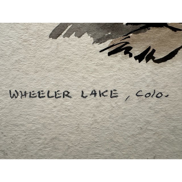 1950s Henry Emil Salloch Original Watercolor on Paper Wheeler Lake, Colorado. 1956. For Sale - Image 5 of 7
