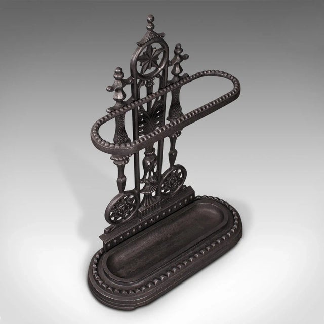 1940s 1940s Vintage Art Deco English Iron Decorative Stick Stand For Sale - Image 5 of 11