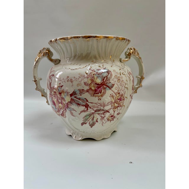 Large Antique Gindley & Co Peony Gilt Handle Art Nouveau Vase For Sale In Boston - Image 6 of 9