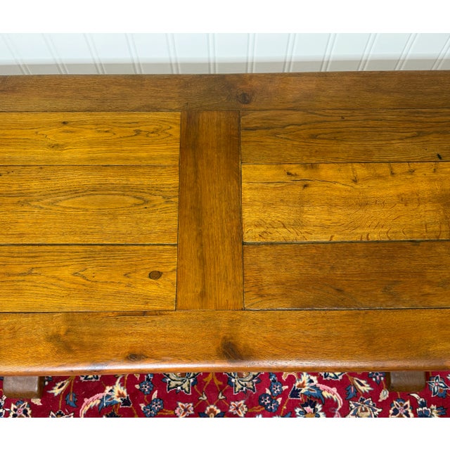 Antique French Country Farm Dining Table Farmhouse Trestle Base Oak c.1900-1920s For Sale - Image 15 of 18