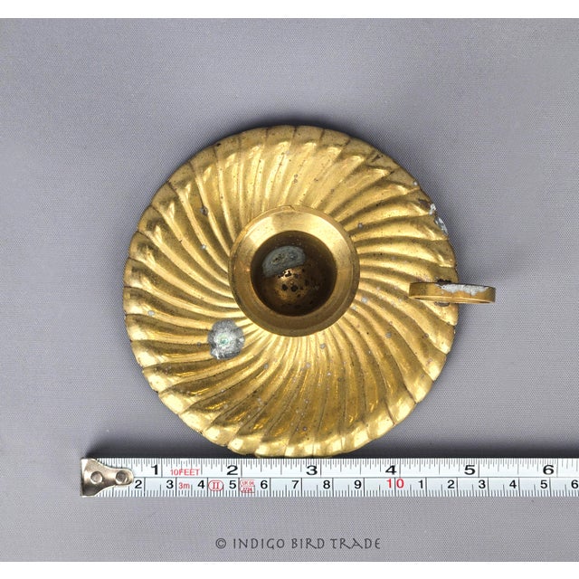 Antique Art Deco Solid Brass Chamber Candlestick For Sale - Image 4 of 4