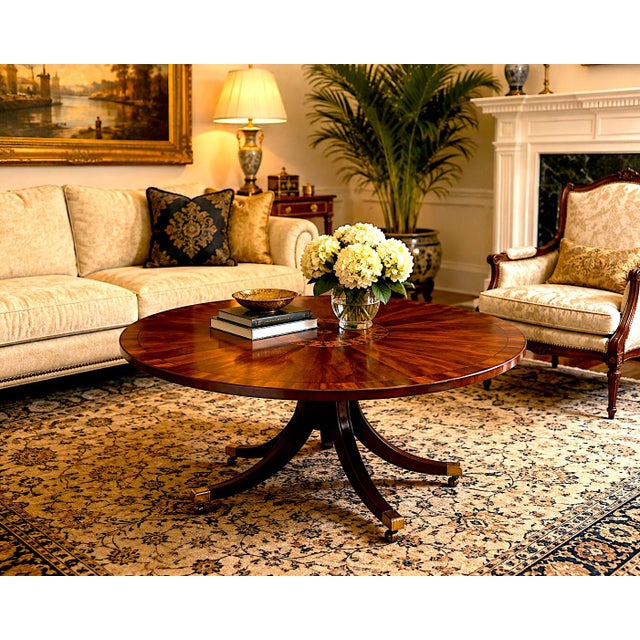 This Baker Furniture Regency Style Center Table is a beautifully crafted example of classic American furniture inspired by...