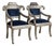 Mid-Century Anglo-Indian Klismos Style Metal Clad Chairs W/ Lions & Velvet - Pair For Sale