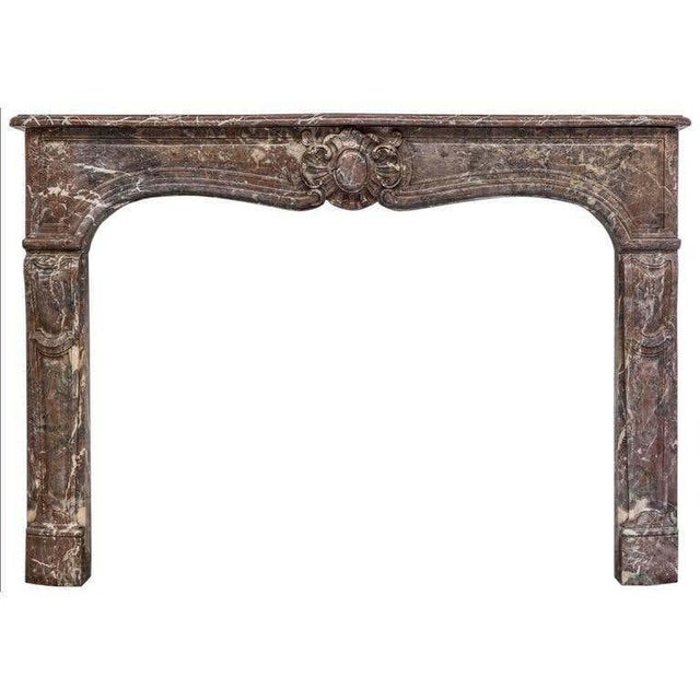 19th Century Louis XV Style Fireplace Mantel in Rouge Royal Marble For Sale - Image 6 of 6