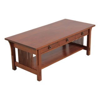 Stickley Cherry 3 Drawer Arts & Crafts Coffee Table For Sale