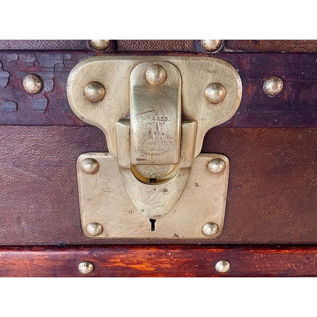 Coffee Vintage Louis Vuitton Cabin Steamer Trunk, Leather & Wood, France For Sale - Image 8 of 16