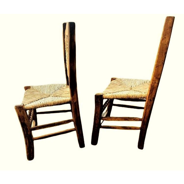Early 21st Century Rustic Mexican Dining Chairs With Rush Seats Set of 4 Chairish