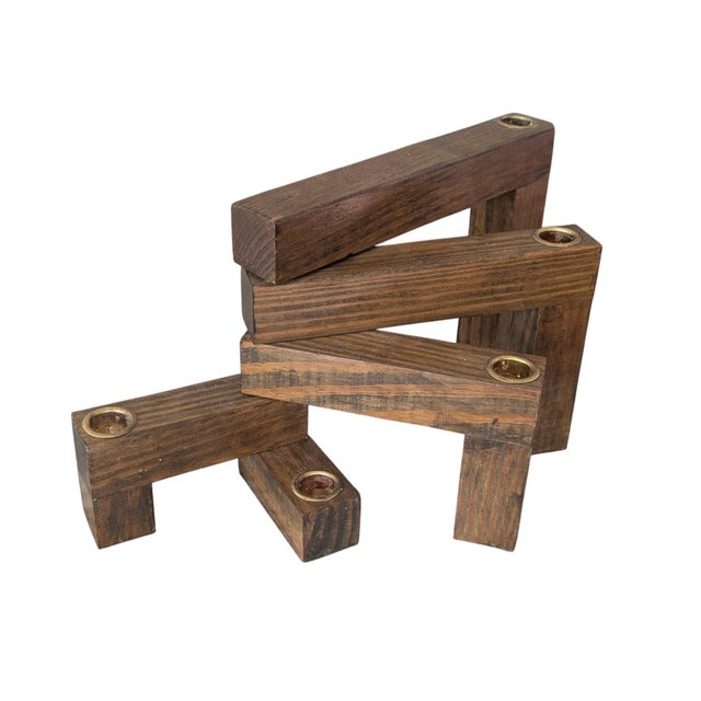 Wood Mid Century Modern Wooden Articulating Candle Holder For Sale - Image 7 of 15