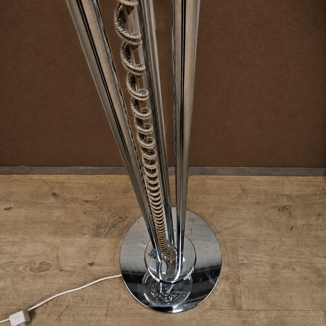 Vintage Italian Space Age Floor Lamp in Chrome and Glass, 1970s For Sale - Image 14 of 17