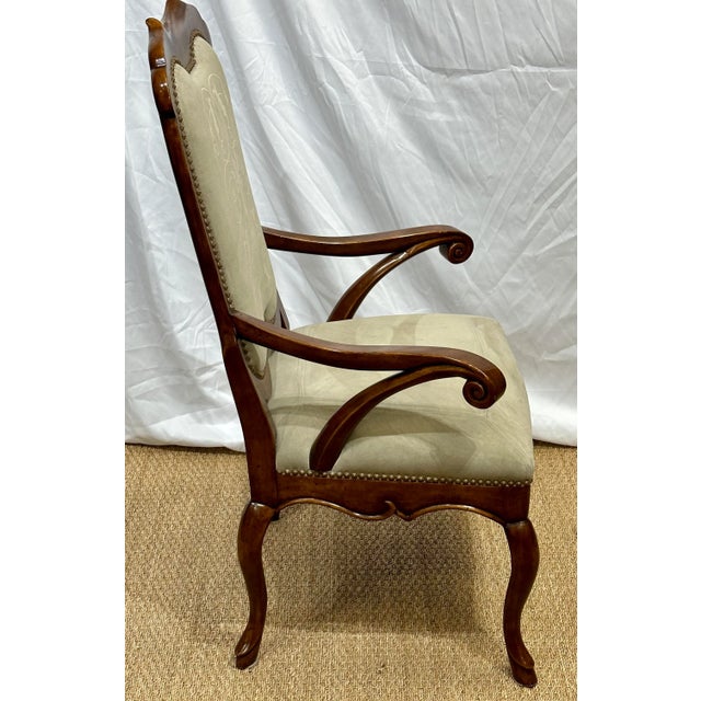 Minton-Spidell Traditional Arm Chair in Pasini Suede With Brass Nailhead Trim For Sale - Image 10 of 11