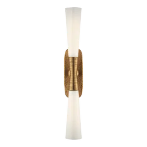 Kelly Wearstler for Visual Comfort Signature Utopia 32" Double Bath Sconce in Gild with White Glass