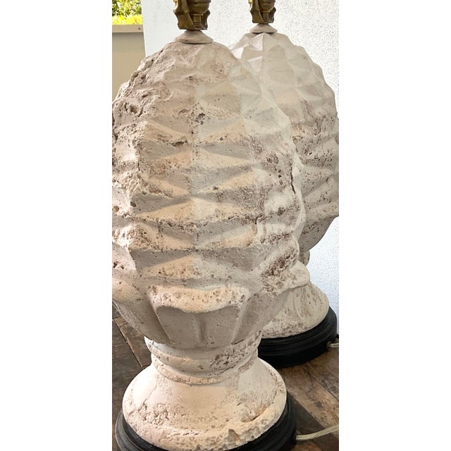 Late 20th Century Vintage Plaster Artichoke Lamps - A Pair For Sale - Image 5 of 12