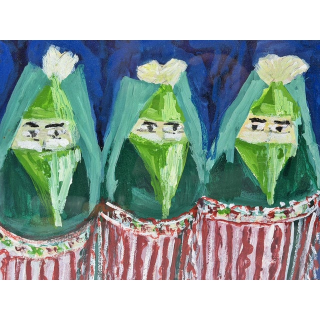 1970s Mohamed Hamri Moroccan Modernist Painting Three Veiled Women, Signed For Sale - Image 13 of 18