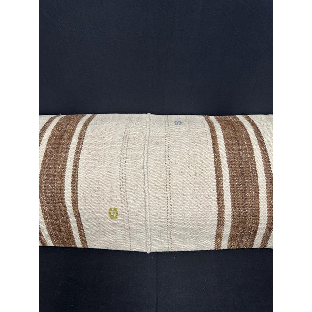 Contemporary Turkish Hemp Pillow Cushion Natural Beige Brown Cushion Cover 14x45 For Sale - Image 3 of 4