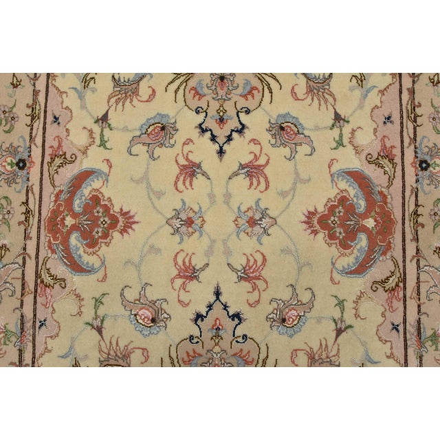 Textile Fine Tabriz Runner 2’8” X 15’6” Ivory Wool Traditional Hand-Knotted Oriental Rug For Sale - Image 7 of 15