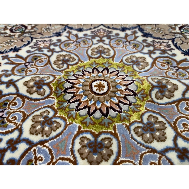 Super Fine Hand Knotted Persian Silk & Wool Isfahan Rug 8'3"x 11'9" For Sale - Image 11 of 16