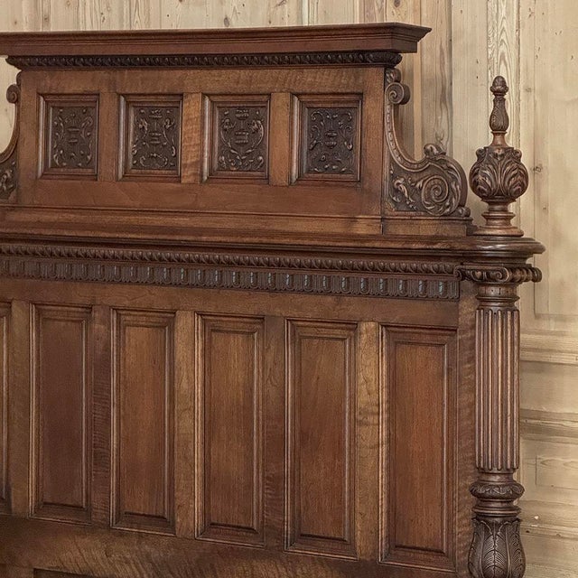 19th Century French Walnut Renaissance Revival Queen Bed For Sale - Image 12 of 18