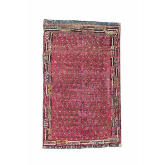Late 19th Century Allover Dark Red Olive Blue Hand Knotted Rug - 3’3” X 5’4” For Sale - Image 11 of 11