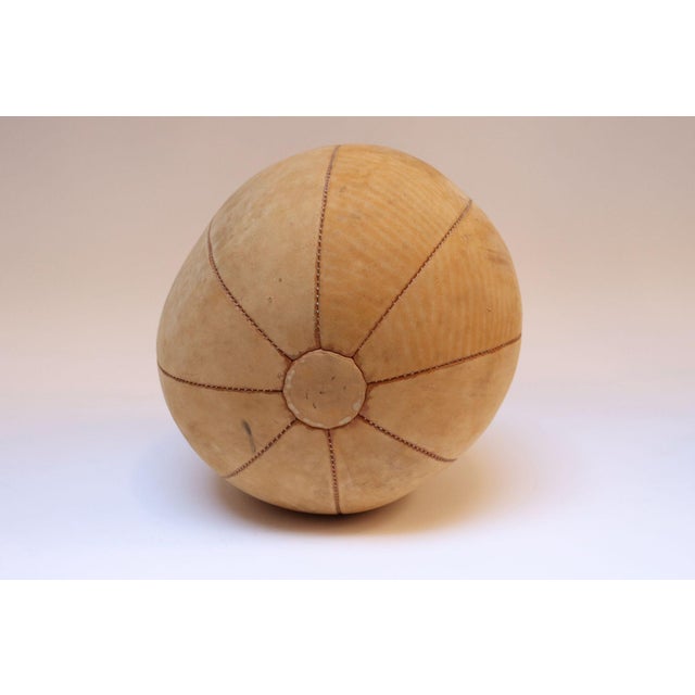 Mid-Century Modern Collection of Five Vintage European Leather Medicine Balls For Sale - Image 3 of 12