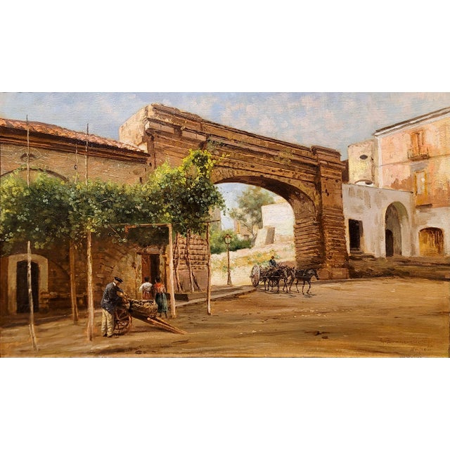 Impressionist Carlo Brancaccio -Napoli L’Arco Di Gragnano-19th Century Oil Painting For Sale - Image 3 of 12