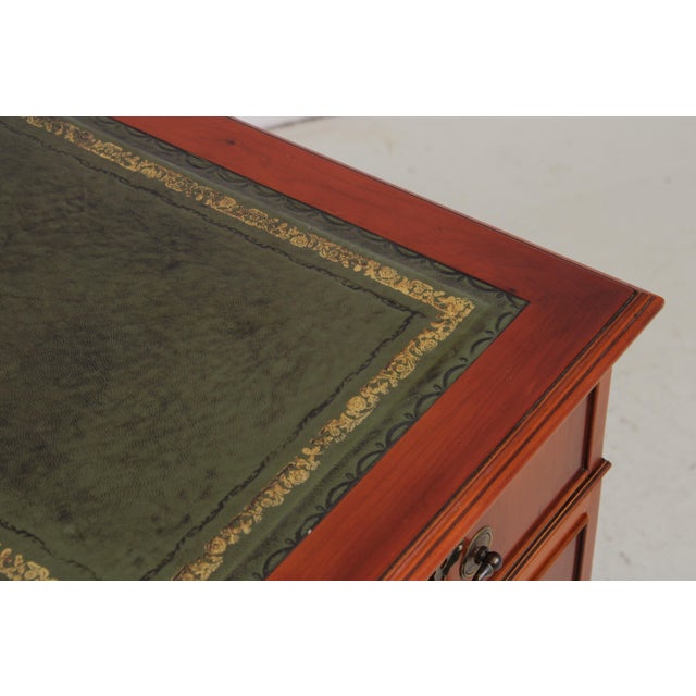 Bevan Funnel Green Leather Top Executive Desk For Sale - Image 12 of 17