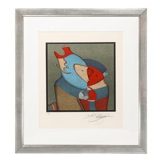 Modernist Lithograph Les Deux Personnages by Mihail Chemiakin For Sale