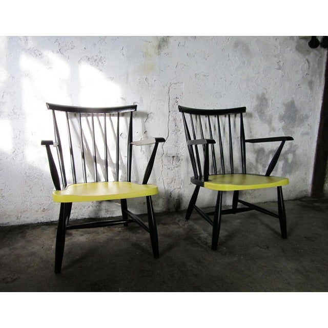 Vintage Spindle Back Armchairs, 1950s, Set of 2 For Sale - Image 9 of 12